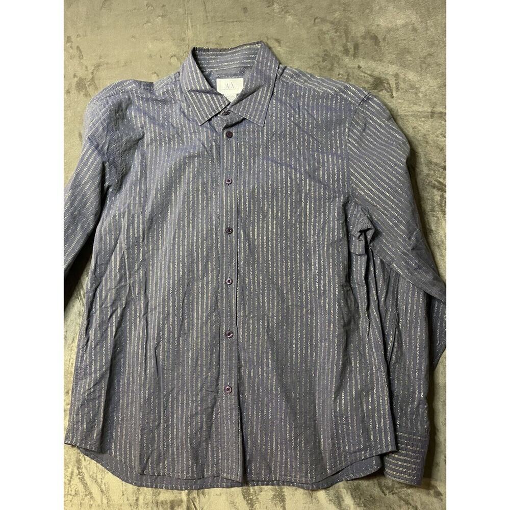 Armani Exchange Shirt Mens Extra Large Gray Button Down‎ Cotton AX Designer